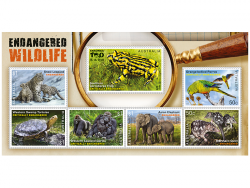 Австралия 2016 Находящиеся под угрозой исчезновения дикие животные серия из 7 марок в блоке