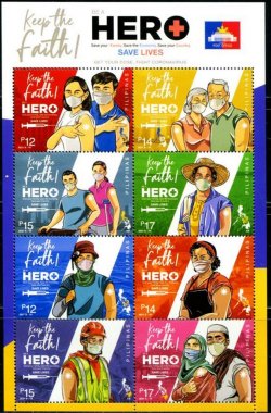 Филиппины 2021 Герои борьбы с пандемией Корона-вируса серия из 8 марок в блоке